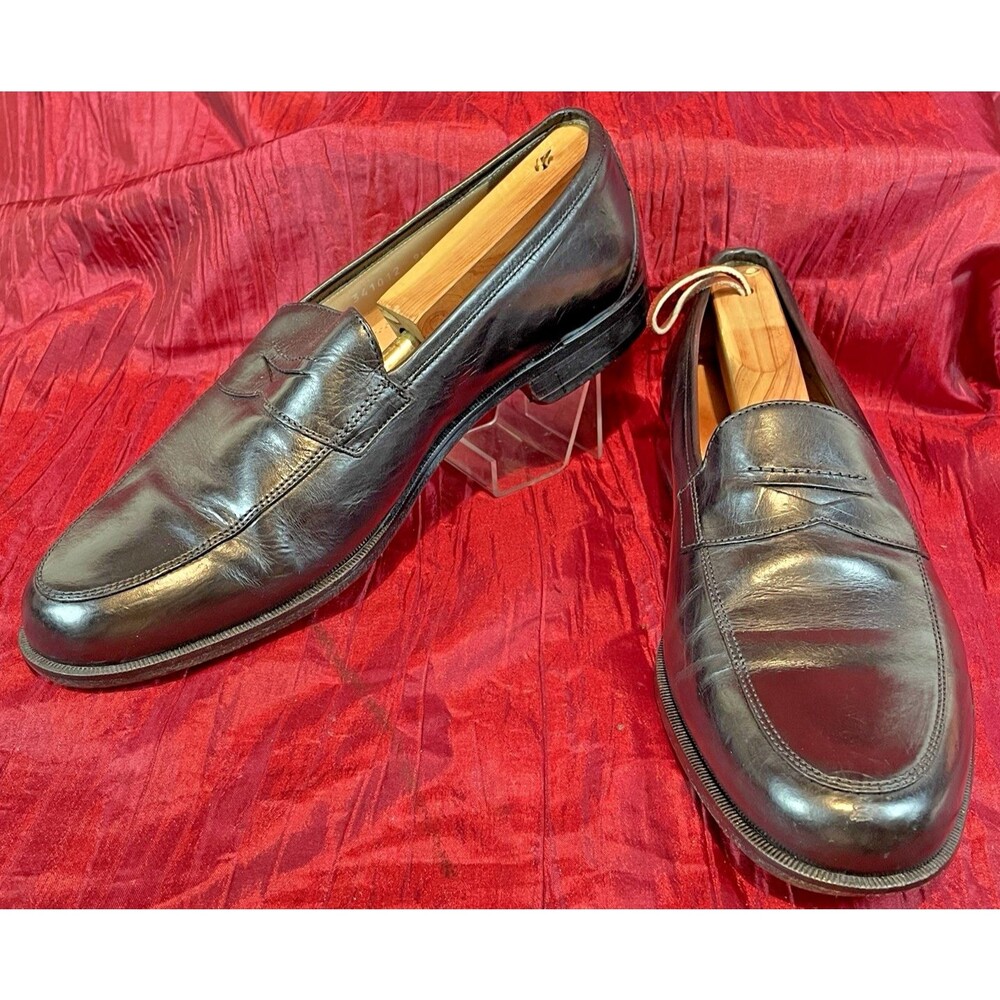 Mens Martin Dingman Black Leather Penny Loafers sz 9.5